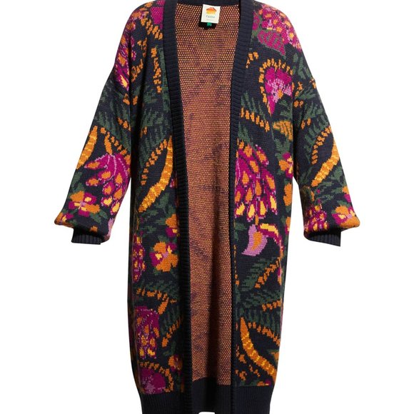 FARM Rio | Sweaters | Farm Rio Brazil Flowerdoscopic Long Cardigan Sweater  Multi Floral | Poshmark